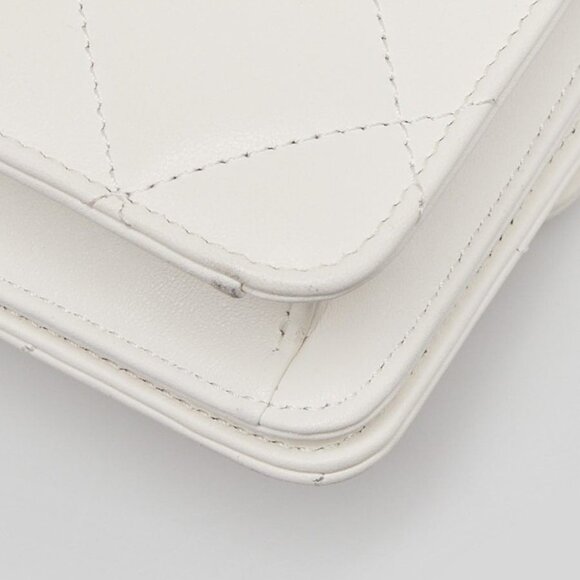 Chanel White Quilted Lambskin Leather CC Chain Top Handle Mini Flap Bag - Picture 10 of 10